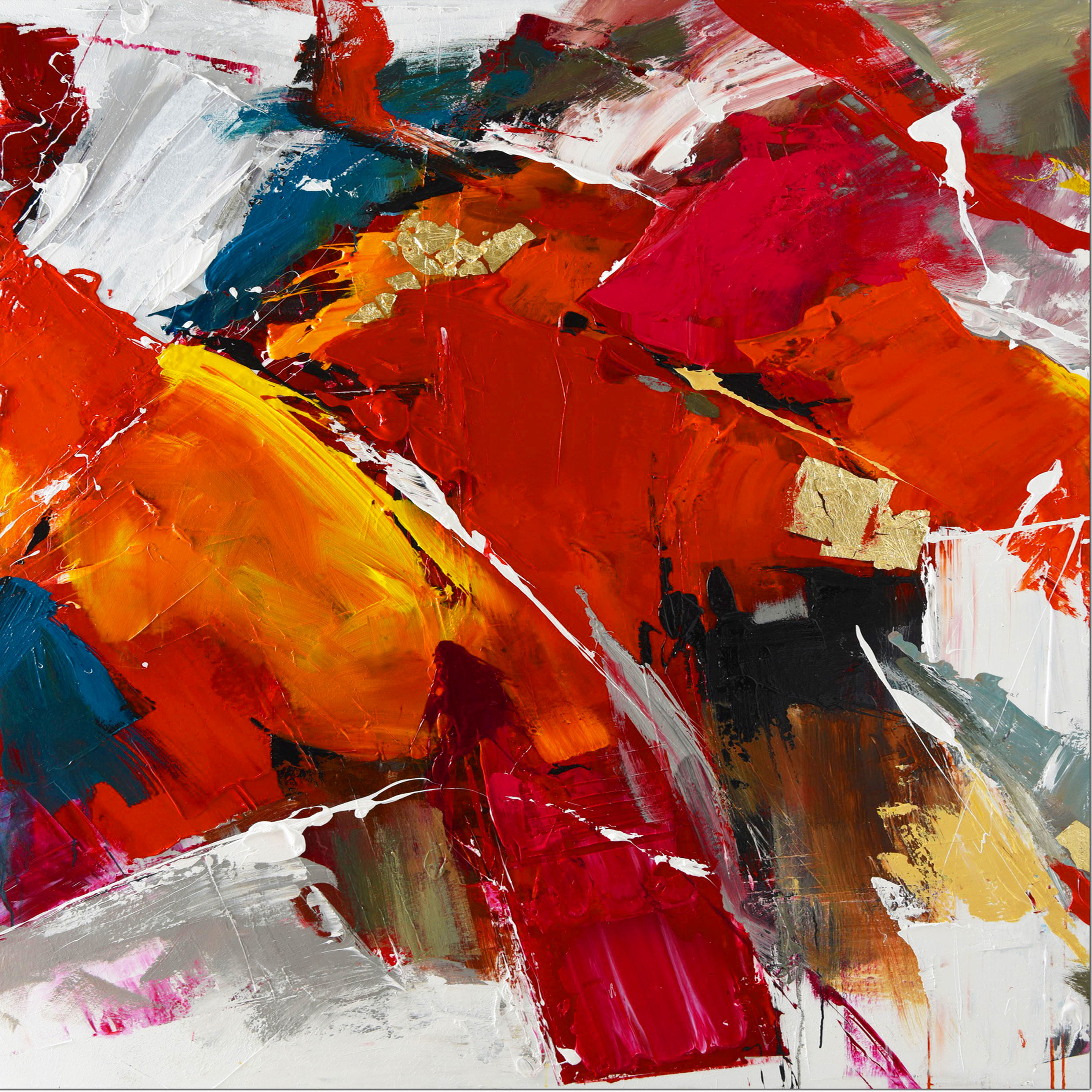 PXFC345 Wall décor art oil on canvas abstract red orange white tones